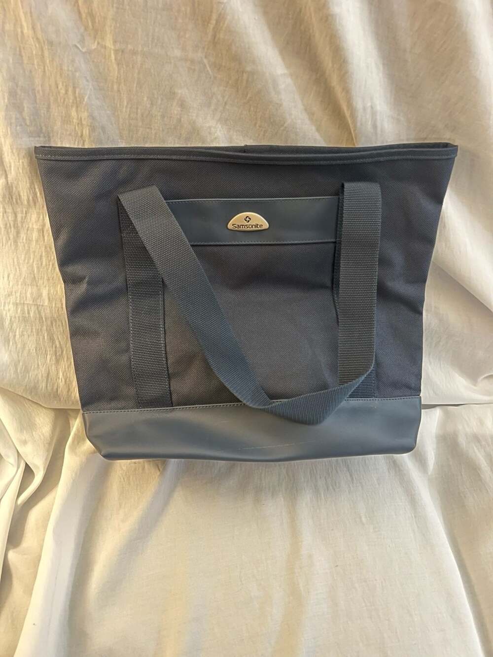 Samsonite Navy Blue and Grey Canvas Utility Tote Bag